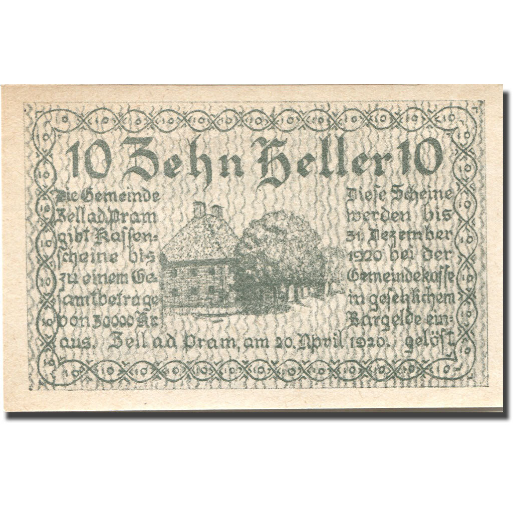 Geldschein, Österreich, Zell an der Pram, 10 Heller 1920 UNZ- Mehl:FS 1271a