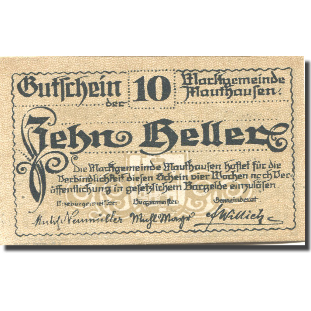 Banknote, Austria, Mauthausen, 10 Heller, village, UNC(63), Mehl:FS 601Ia