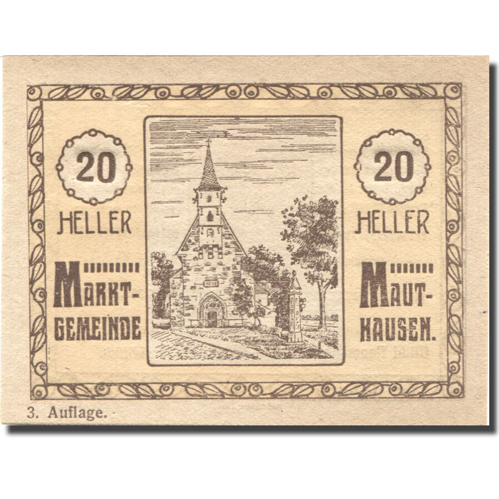 Banknote, Austria, Mauthausen, 20 Heller, Eglise, 1920, UNC(63) Mehl:FS 833