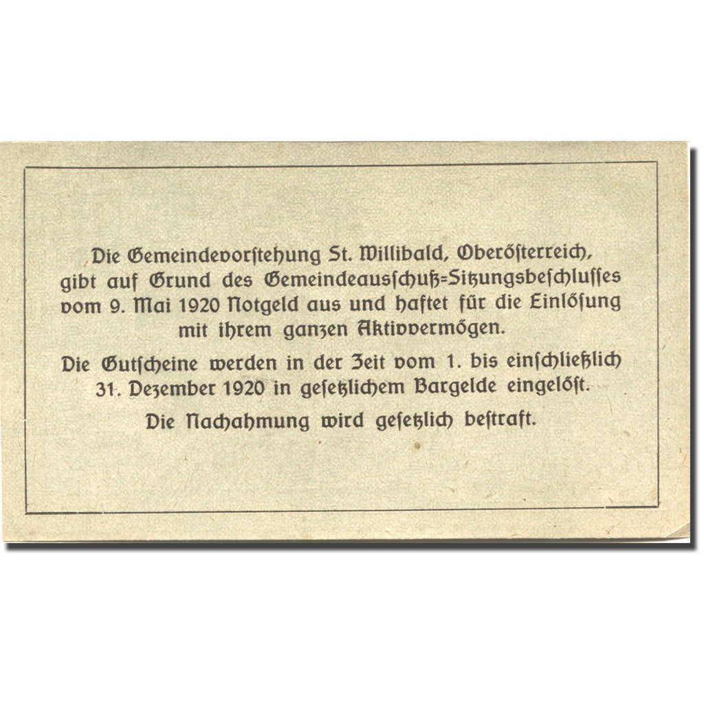 Banknote, Austria, Willibald, 10 Heller, Forêt, 1920, UNC(63) Mehl:FS 946Ad