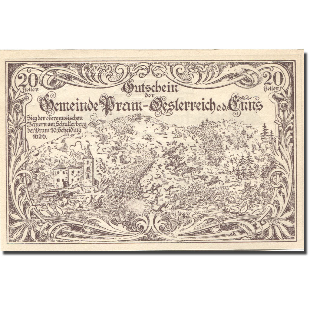 Banknote, Austria, Pram, 20 Heller, château 1920-12-31, UNC(63), Mehl:FS 778a