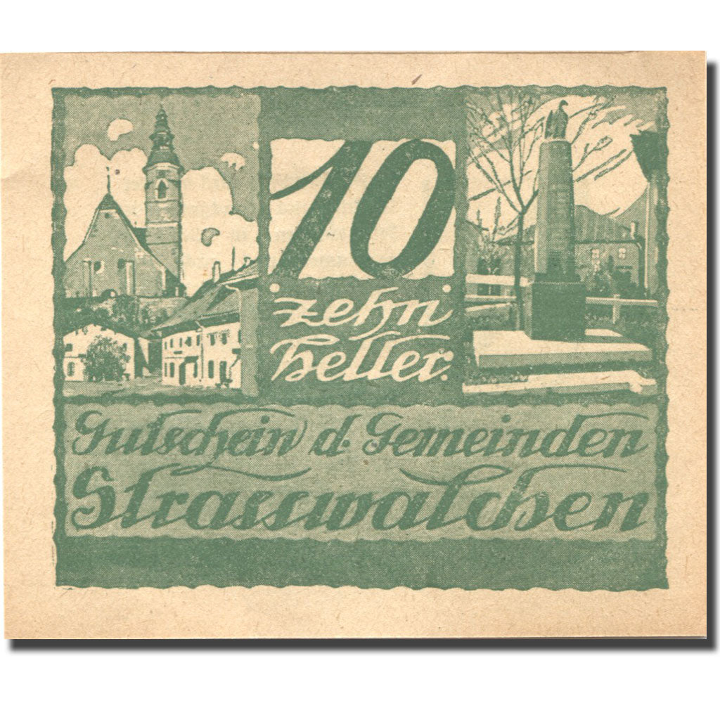 Banknote, Austria, Strasswalchen, 10 Heller, Eglise, 1920 UNC(63) Mehl:FS 1047a