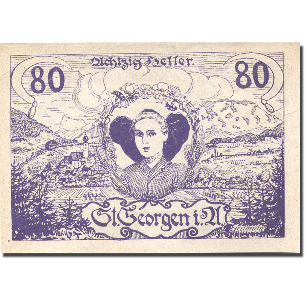 Banknote, Austria, St Georgen, 80 Heller, personnage 1920 UNC(63) Mehl:FS 888IIa