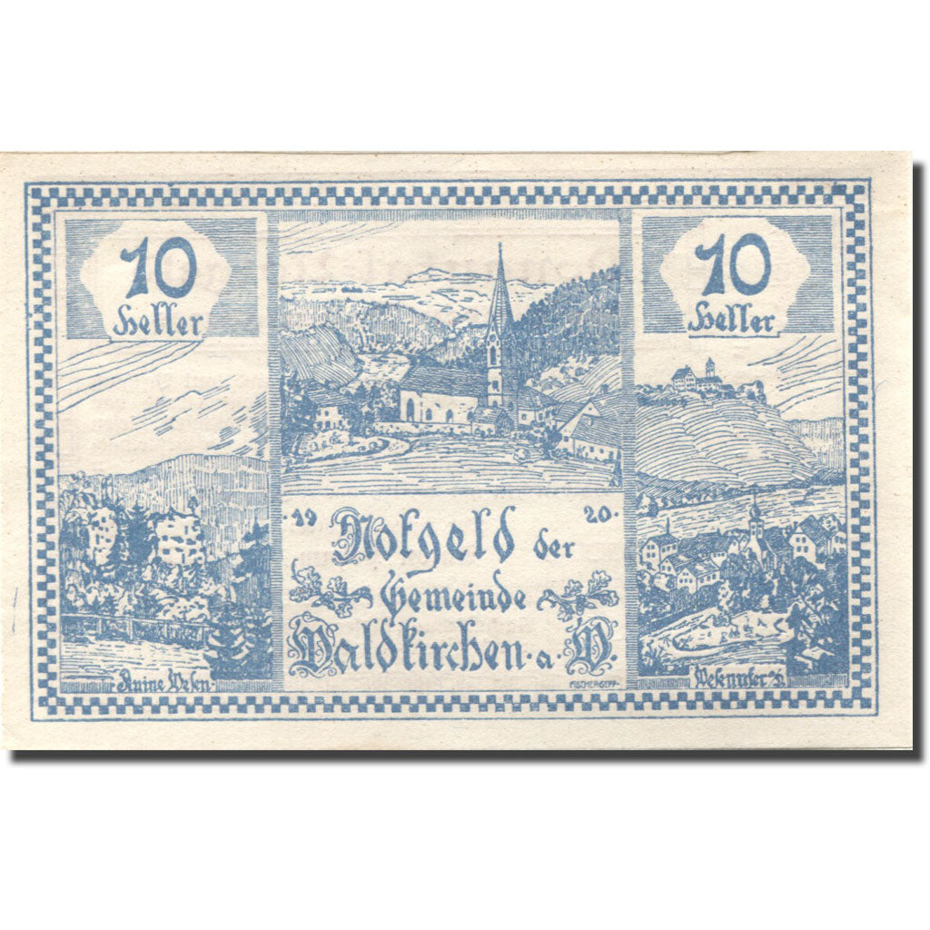 Banknote, Austria, Waldkirchen, 10 Heller, village, 1920 UNC(63) Mehl:FS 1133d