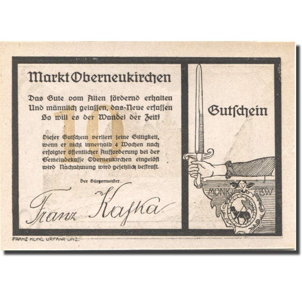 Banknote, Austria, Oberneukirchen, 10 Heller, Eglise, UNC(63), Mehl:FS 691b