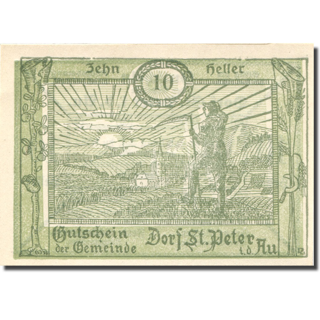 Banknote, Austria, St Peter in der Au, 10 Heller, champs, 1920 UNC(63) FS 923Aa