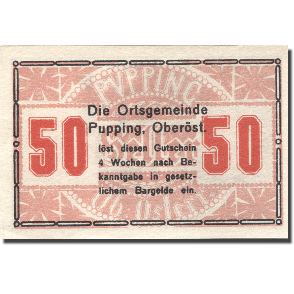 Banknote, Austria, Pupping, 50 Heller, château, UNC(63), Mehl:FS 792IIa