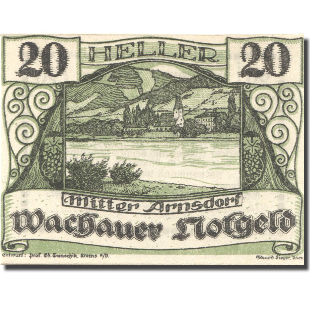 Banknote Austria Mitter-Arnsdorf 20Heller paysage 1920 UNC(63) Mehl:FS 1122.6IIc