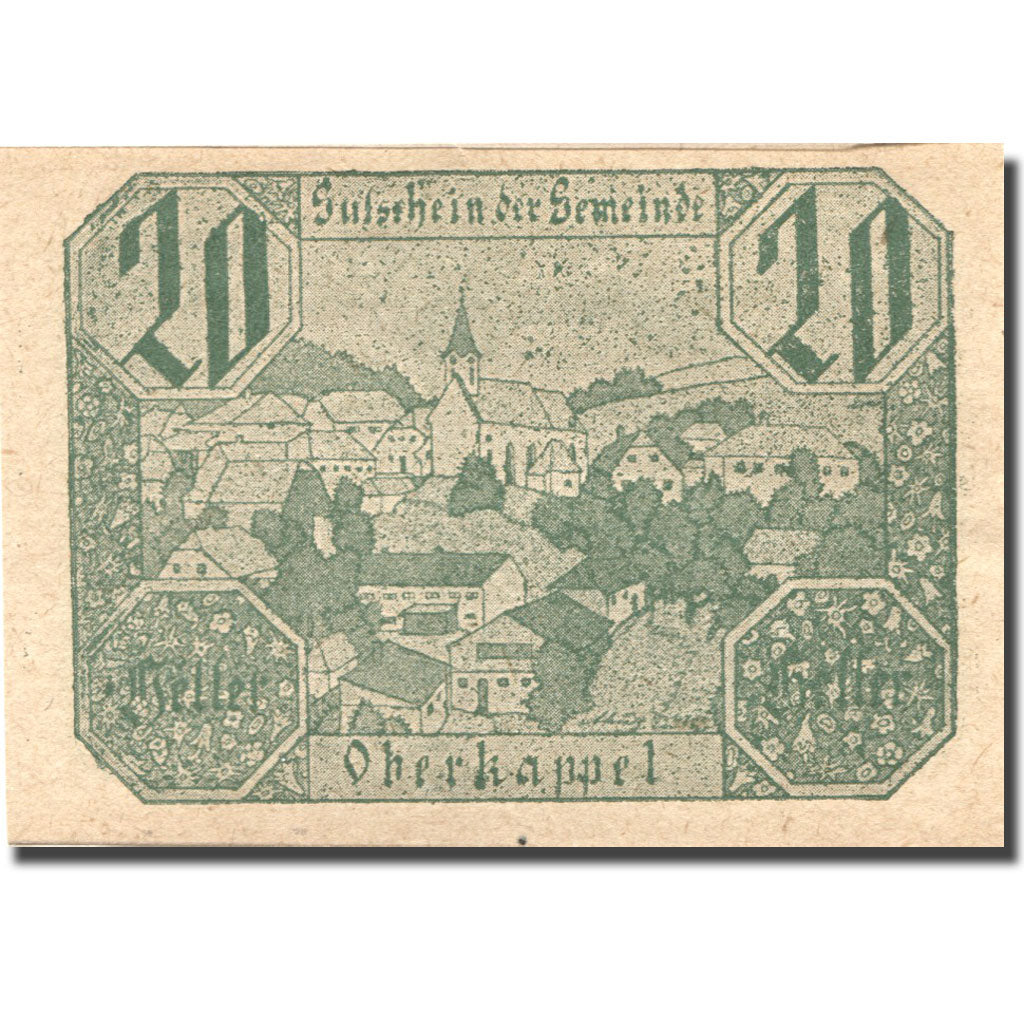 Banknote, Austria, Oberkappel, 20 Heller, village, 1920 UNC(63) Mehl:FS 684b