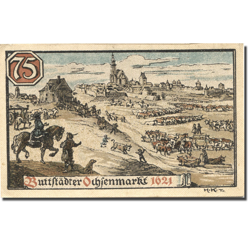 Banknote, Germany, Buttstädt, 75 Pfennig, Blason, UNC(63), Mehl:211.1a