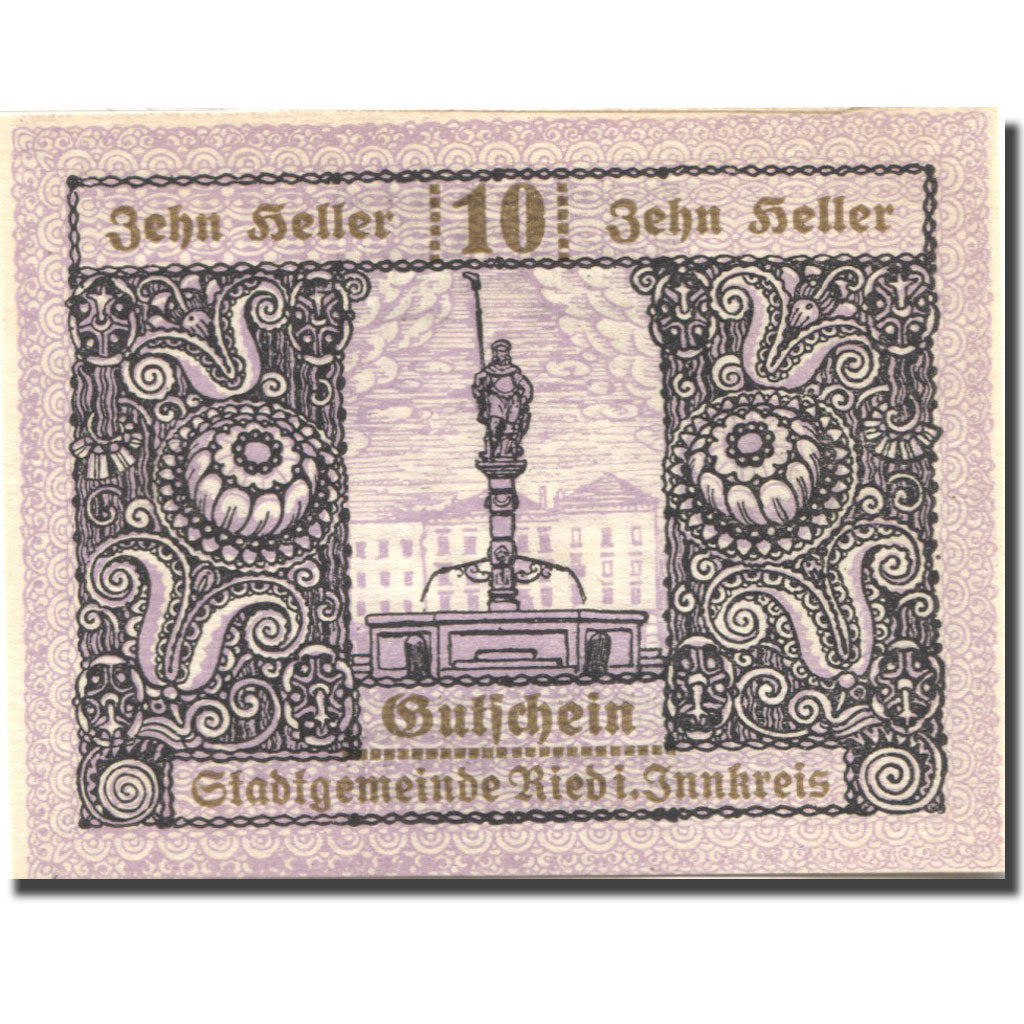 Banknote, Austria, Ried, 10 Heller, Monument 1920-12-31, UNC(63), Mehl:FS 834IIa