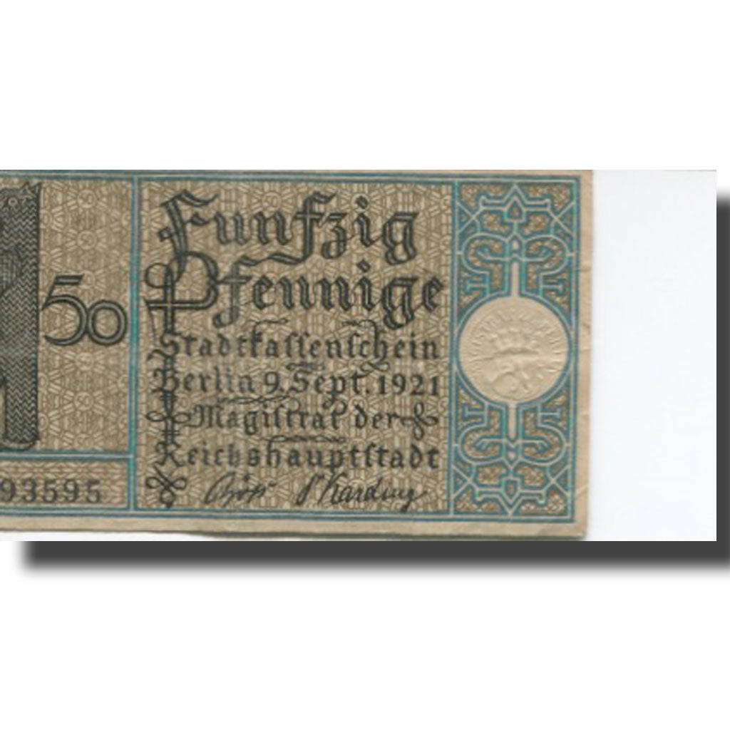 Banknote, Germany, Berlin, 50 Pfennig, village, 1921 EF(40-45) Mehl:92.1