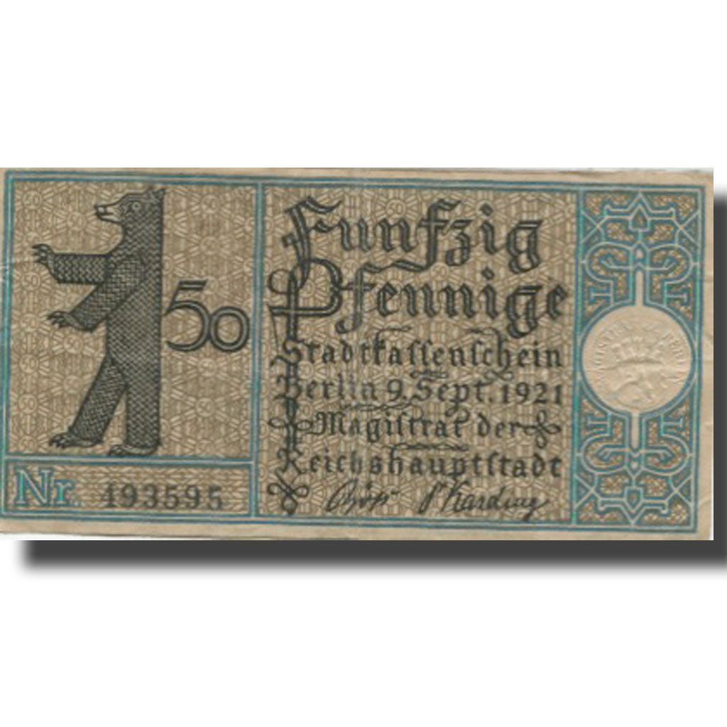 Banknote, Germany, Berlin, 50 Pfennig, village, 1921 EF(40-45) Mehl:92.1