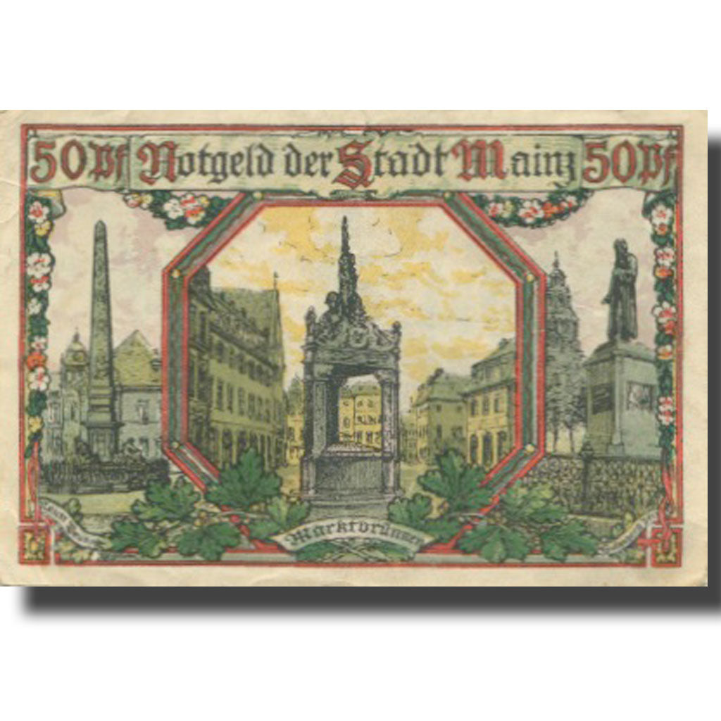 Banknote, Germany, Mainz, 50 Pfennig, Eglise, 1921 VF(20-25) Mehl:860.1a