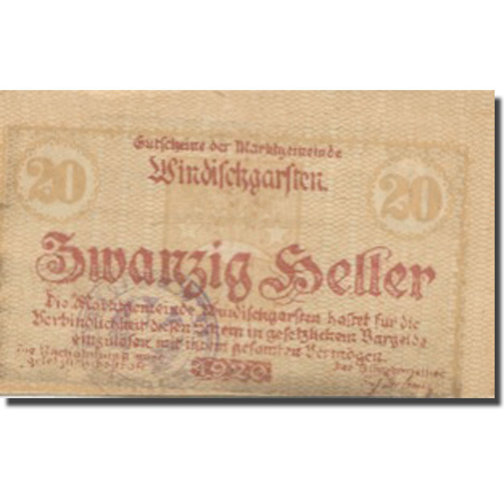 Banknote Austria Windischgarsten 20 Heller paysage 1920 UNC(63) Mehl:FS 1245IIa