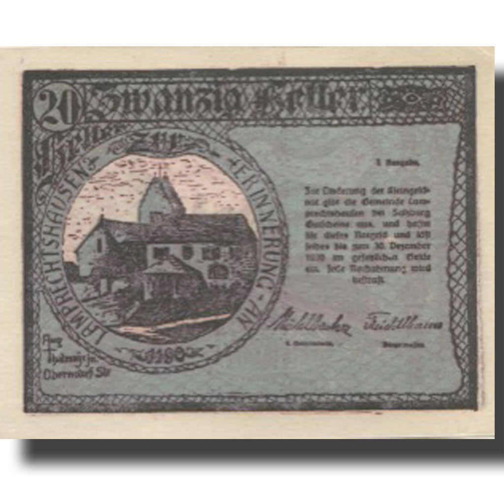 Banknote, Austria, Arnsdorf, 20 Heller, Eglise, 1920 UNC(63) Mehl:FS 498