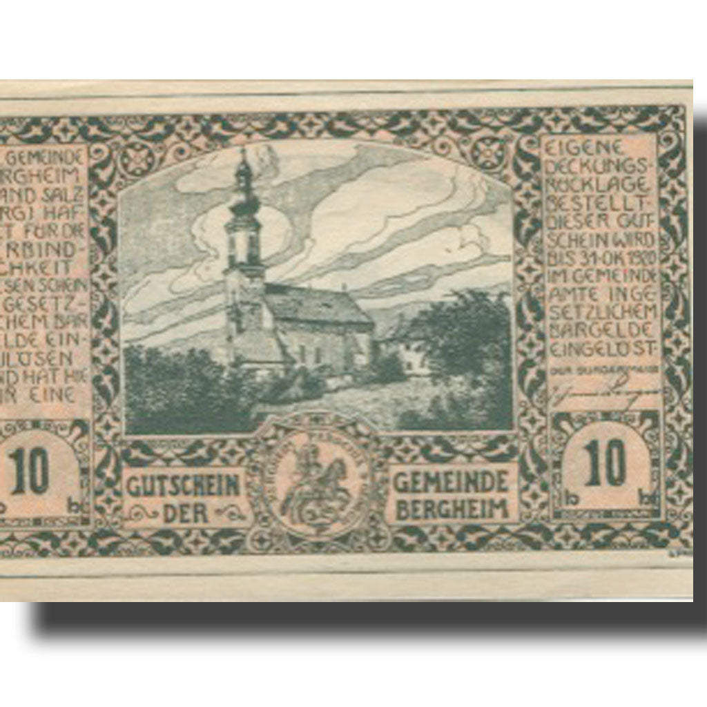 Banknote, Austria, Bergheim, 10 Heller, Eglise, 1920 UNC(63) Mehl:FS 82IIa