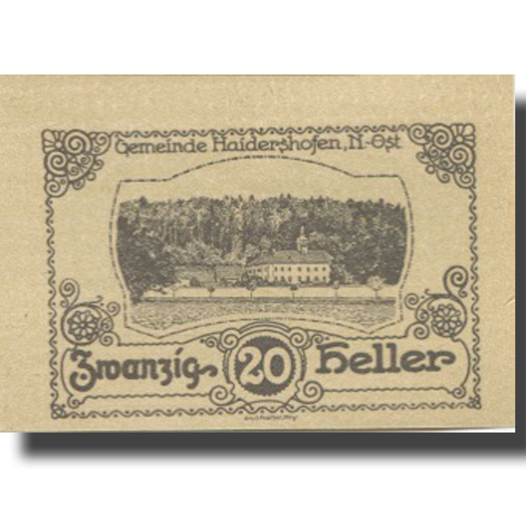 Banknote, Austria, Haidershofen, 20 Heller, paysage, 1920 UNC(63) Mehl:FS 335Ib