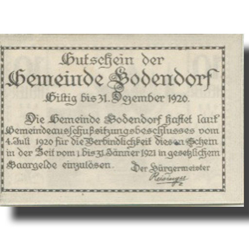 Banknote, Austria, Bodendorf, 10 Heller, village, 1921 UNC(63) Mehl:FS 96IIa