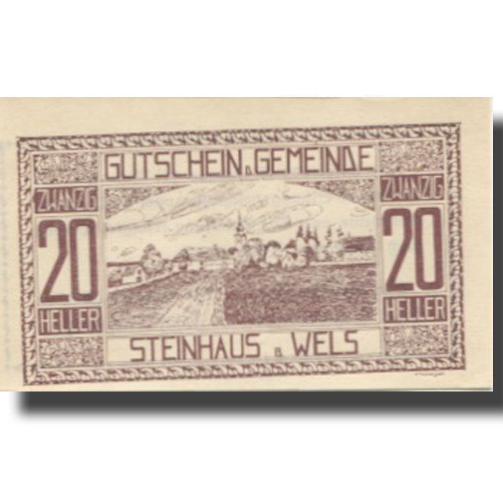 Banknote, Austria, Steinhaus, 20 Heller, paysage, 1920 UNC(63) Mehl:FS 1030Ia