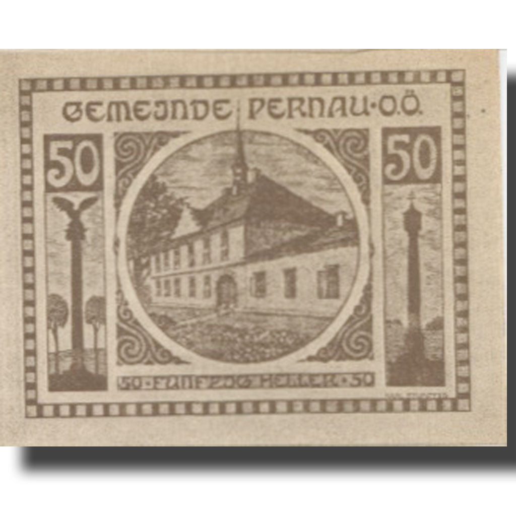 Banconote, Austria, Pernau, 50 Heller, Eglise 1920-10-31, SPL Mehl:FS 734Ia