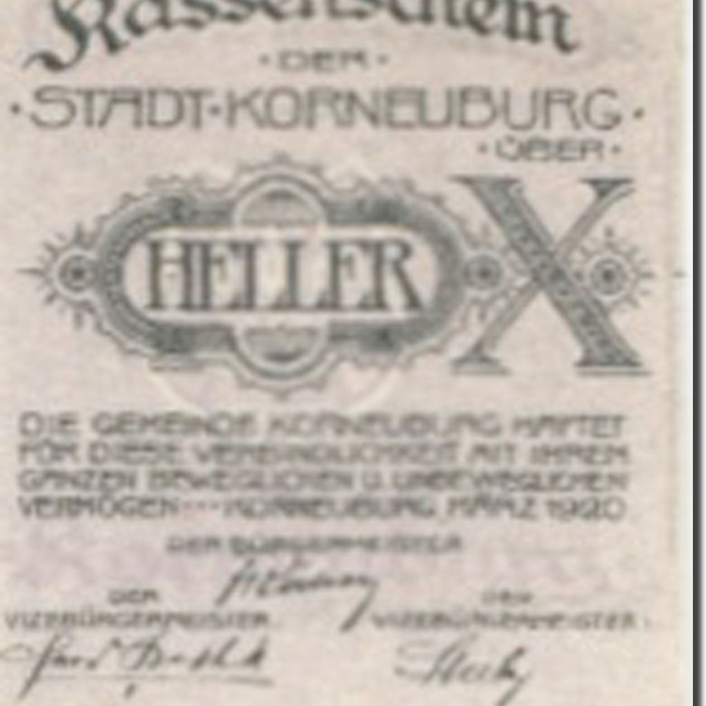 Banknote, Austria, Korneuburg, 10 Heller face value1920 UNC(63) Mehl:FS 466a