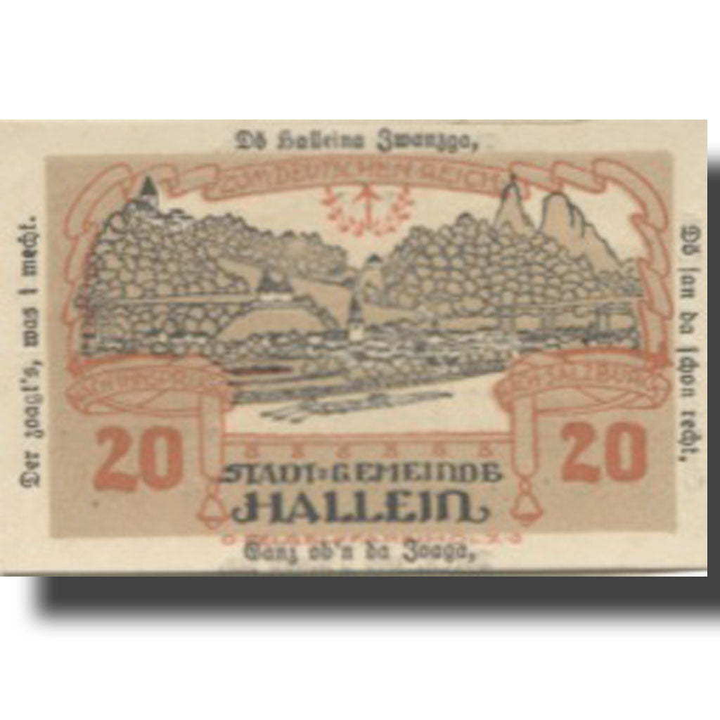 Banknote, Austria, Hallein, 20 Heller, Eglise, 1920 UNC(63) Mehl:FS 344IIa