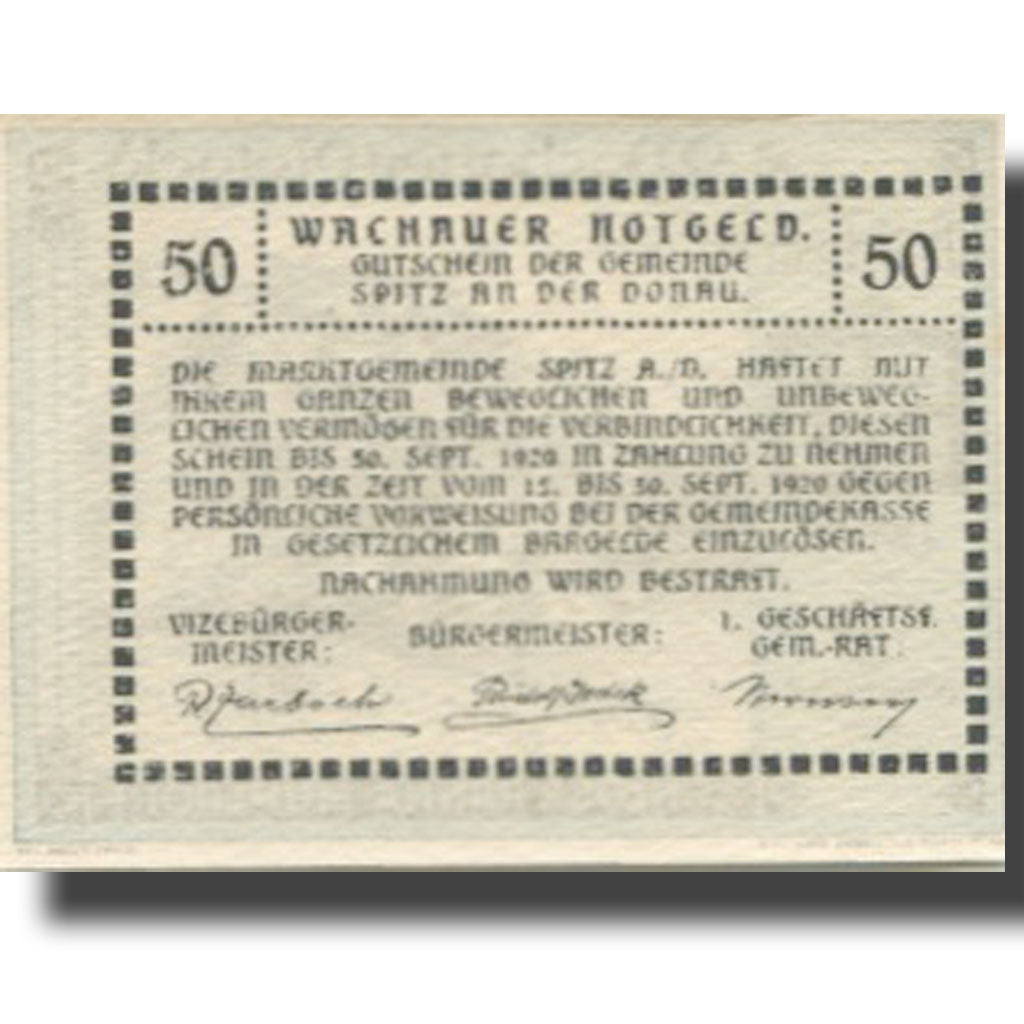 Banknote, Austria, Ranna-Muhldorf 50Heller paysage, 1920 UNC(63) Mehl:FS 1122.7