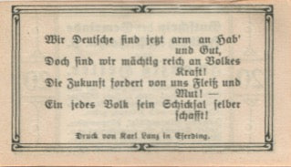 Banknote, Austria, Aschach 20 Heller 1920 face value UNC(63) Mehl:FS 332IbA