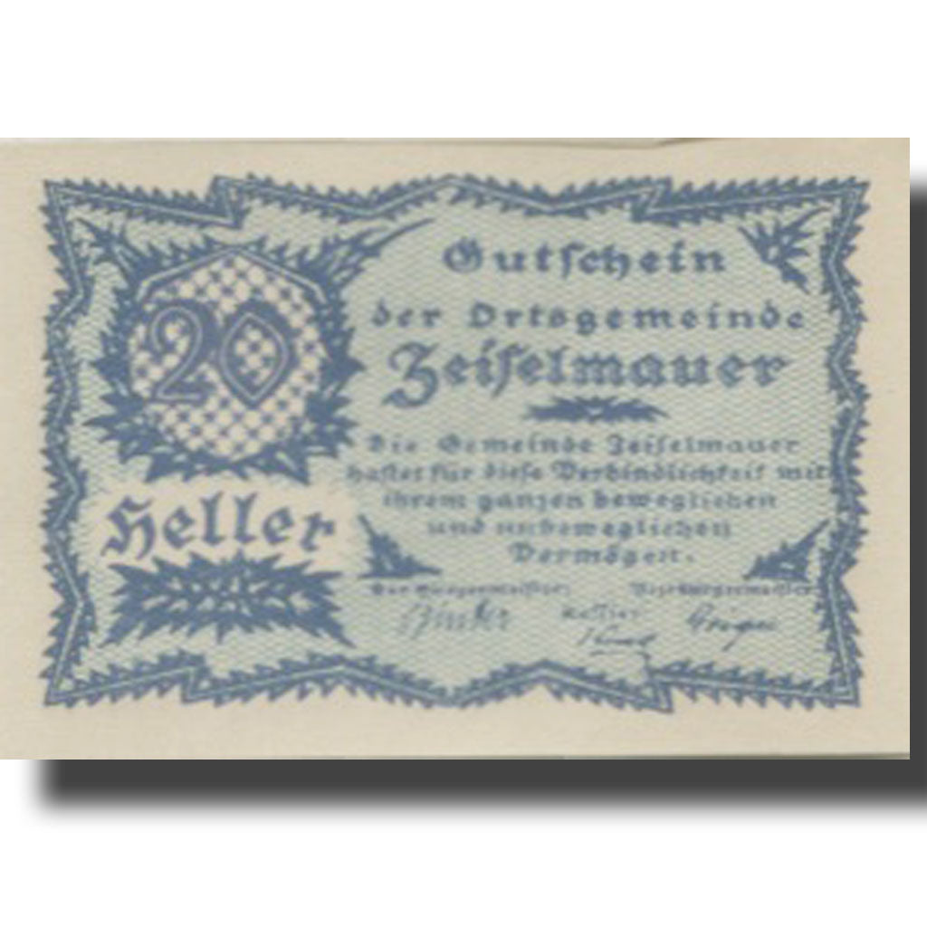 Banknot, Austria, Zeiselmauer, 20 Heller, valeur faciale, 1920, 1920-12-31
