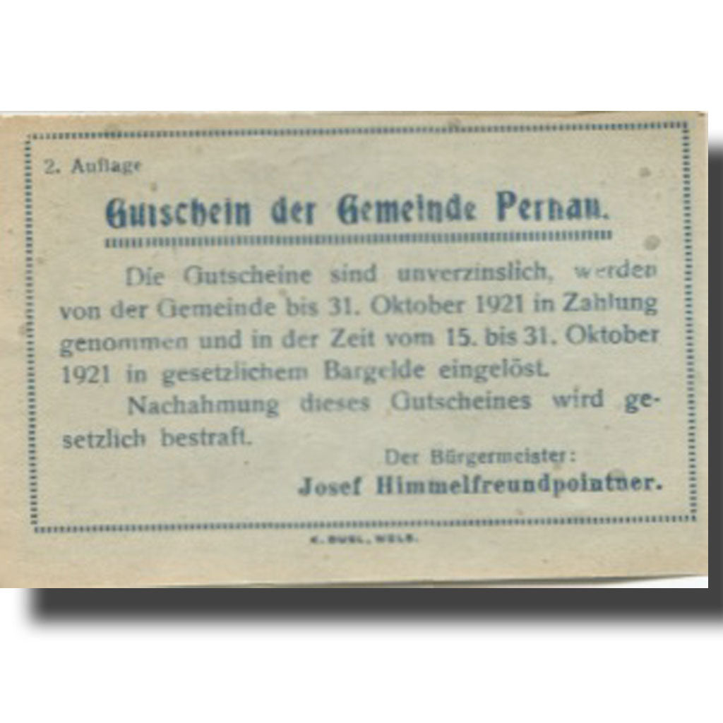 Banknote, Austria, Pernau, 10 Heller, Monument, 1920 AU(55-58) Mehl:FS 734II