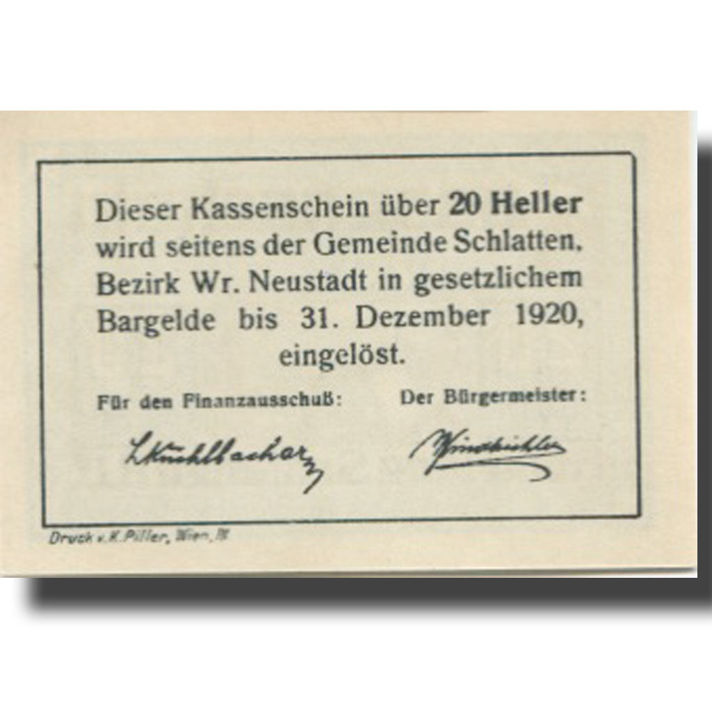 Banknote, Austria, Bromberg, 20 Heller, Eglise, 1920 UNC(63) Mehl:FS 105a