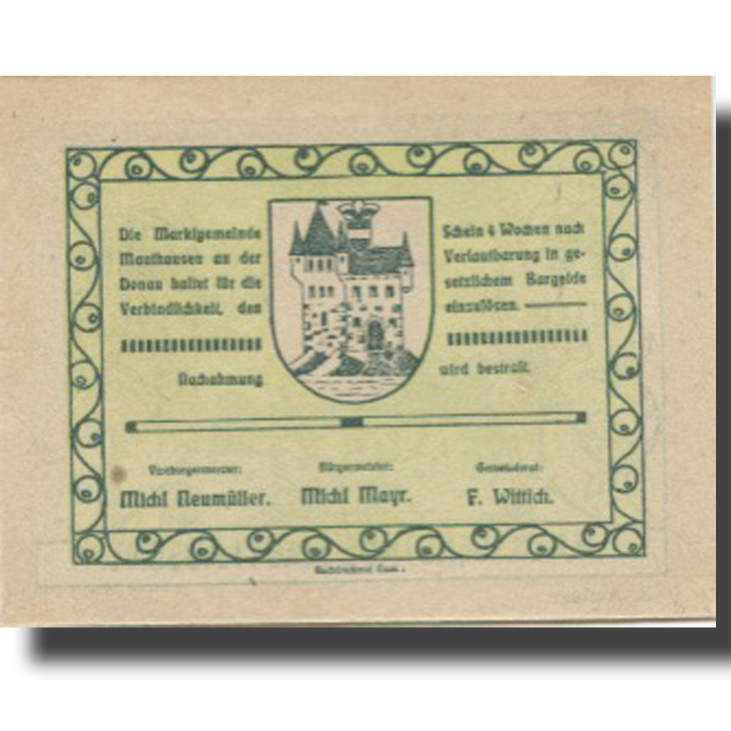 Banknote, Austria, Mauthausen, 50 Heller, Eglise, 1920 UNC(63) Mehl:FS 833a