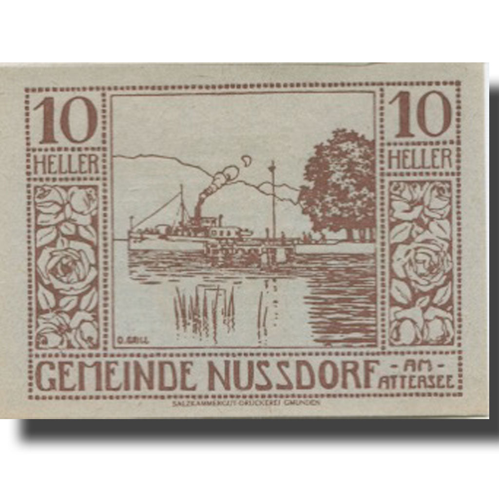 Banknote, Austria, Nussdorf 10 Heller, bateau, 1920 UNC(63) Mehl:FS 677a