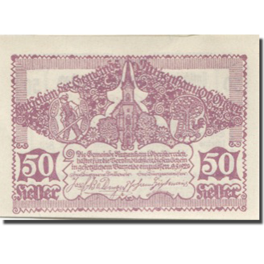 Banconote, Austria, Rutzenham, 50 Heller, Eglise 1, 1921 SPL Mehl:FS 858Ib