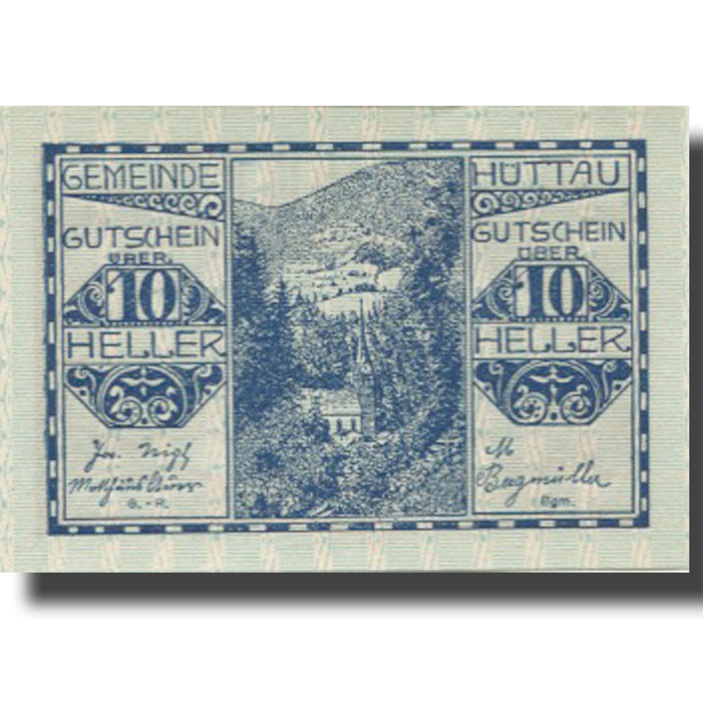 Banknote, Austria, Hüttau, 10 Heller, montagne, 1921, UNC(63) Mehl:FS 401a