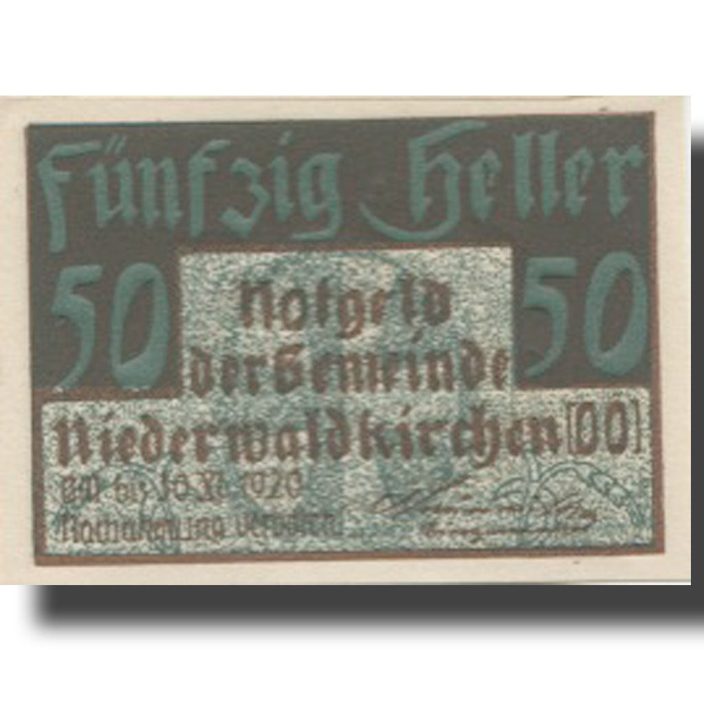 Banconote, Austria, Niederwaldkirchen, 50 Heller, village, 1920 SPL Mehl:FS 673a