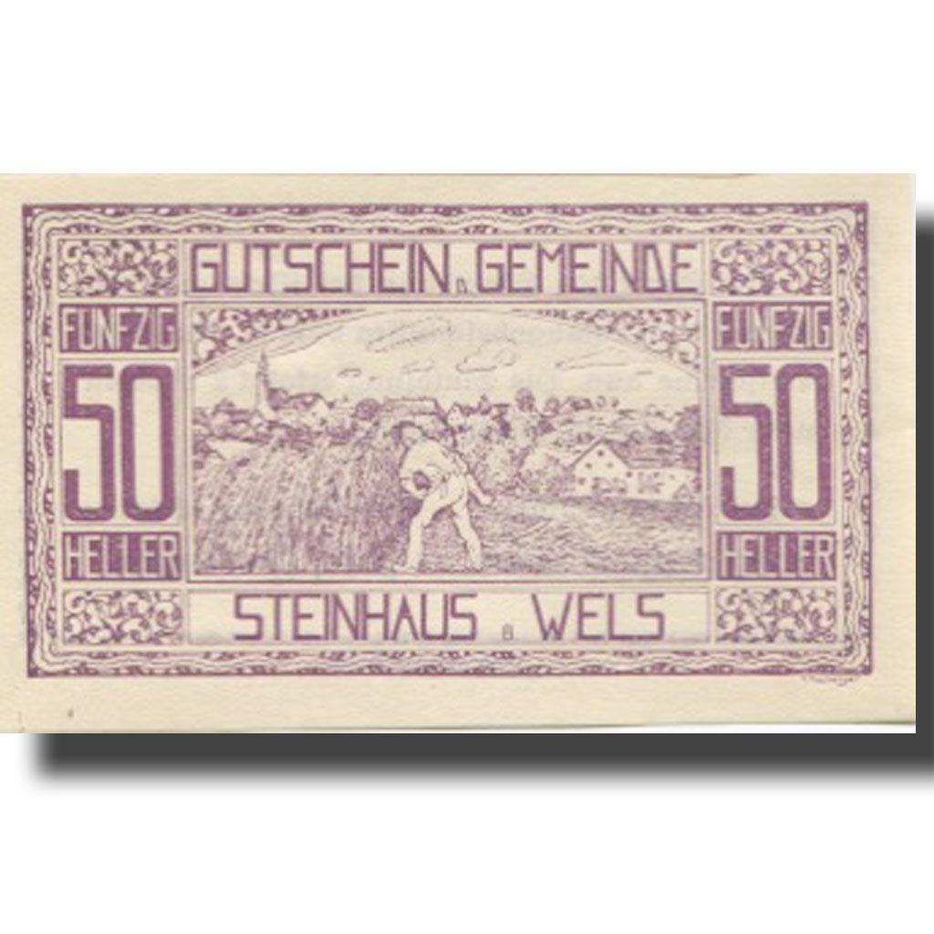 Banknote, Austria, Steinhaus, 50 Heller, champs, 1920 UNC(63) Mehl:FS 1030Ia