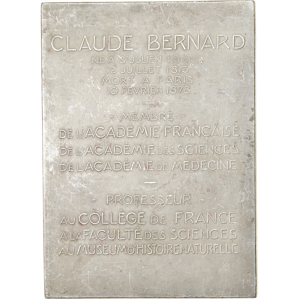 França, Medal, Claude Bernard, Medicina, 1913, Deschiens, AU(50-53), Alumínio