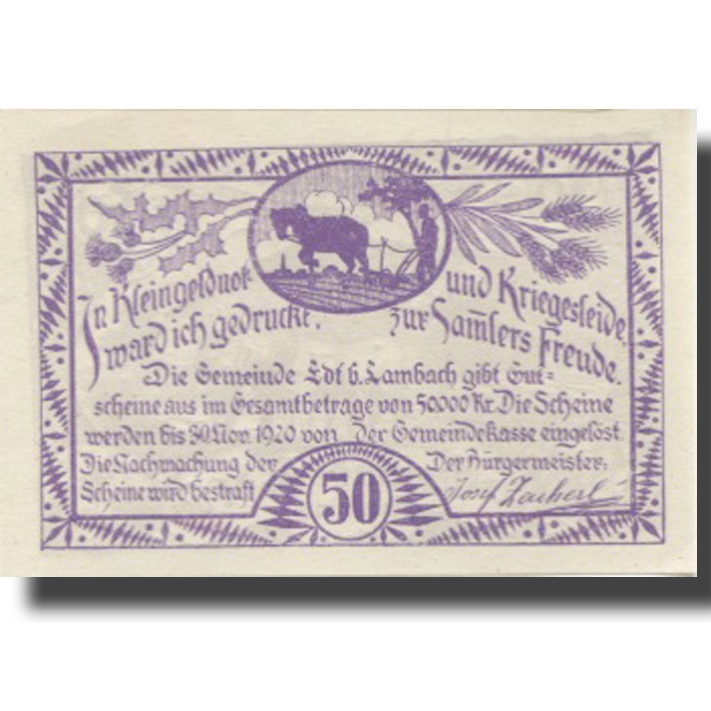 Banknote, Austria, Lambach, 50 Heller, ferme 1920-11-30, UNC(63), Mehl:FS 151b