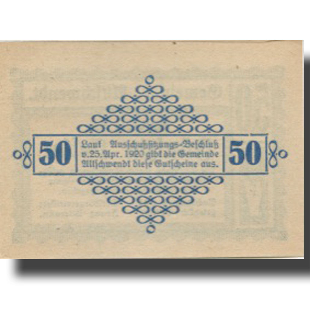 Banknote, Austria, Altschwendt, 50 Heller face value 1920 UNC(63) Mehl:FS 35Ia