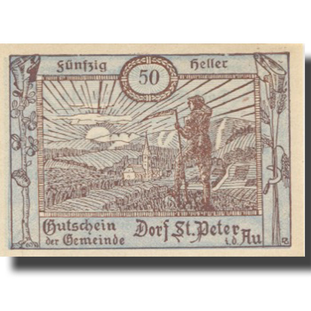 Banknote, Austria, St Peter I/d Au, 50Heller champs, 1920 UNC(63) Mehl:FS 923Ab