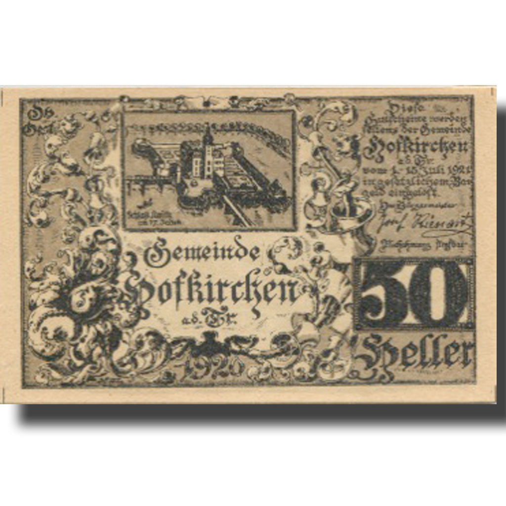 Banknote, Austria, Hofkirchen, 50 Heller, Blason, 1921, UNC(63) Mehl:FS 385a