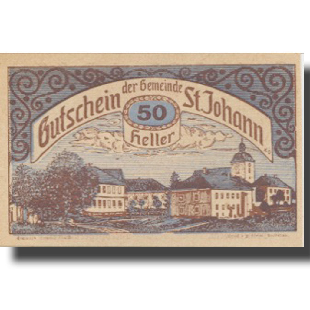 Banknote, Austria, St Johann, 50 Heller, village, 1920 UNC(63) Mehl:FS 897