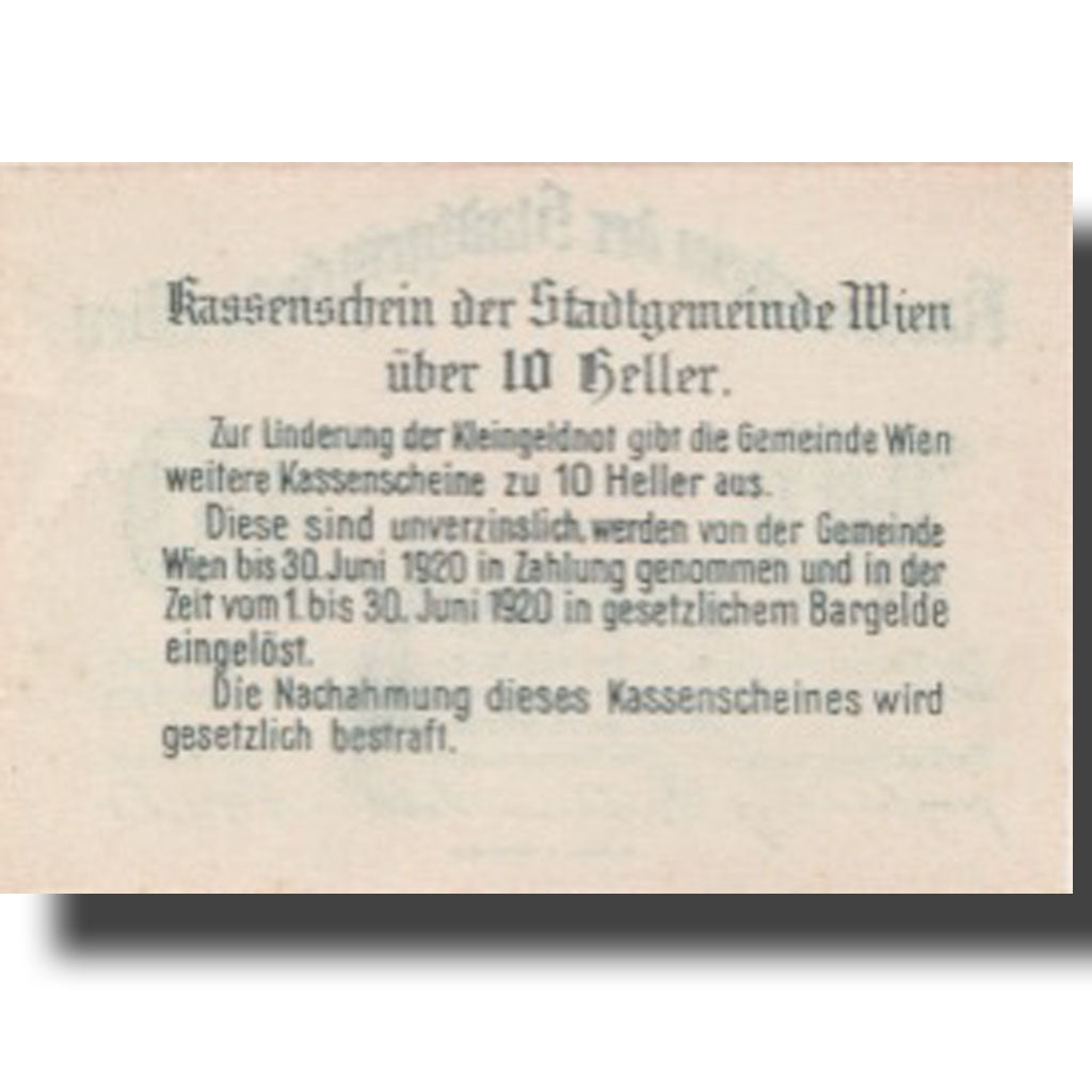 Banknote, Austria, Wien, 10 Heller, château 1920-06-30, UNC(63), Mehl:FS 1183IIe