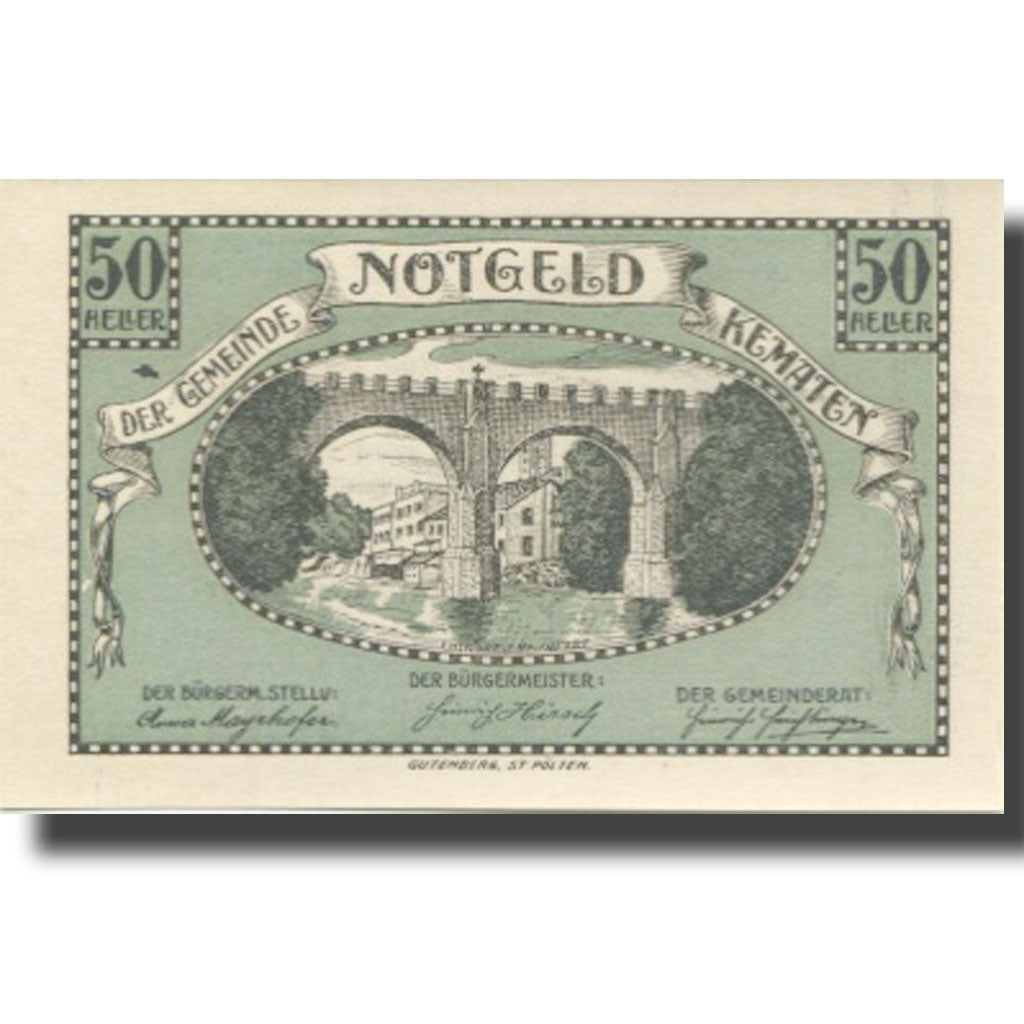 Banknote, Austria, Kematen, 50 Heller, pont 1, 1920 UNC(63) Mehl:FS 431