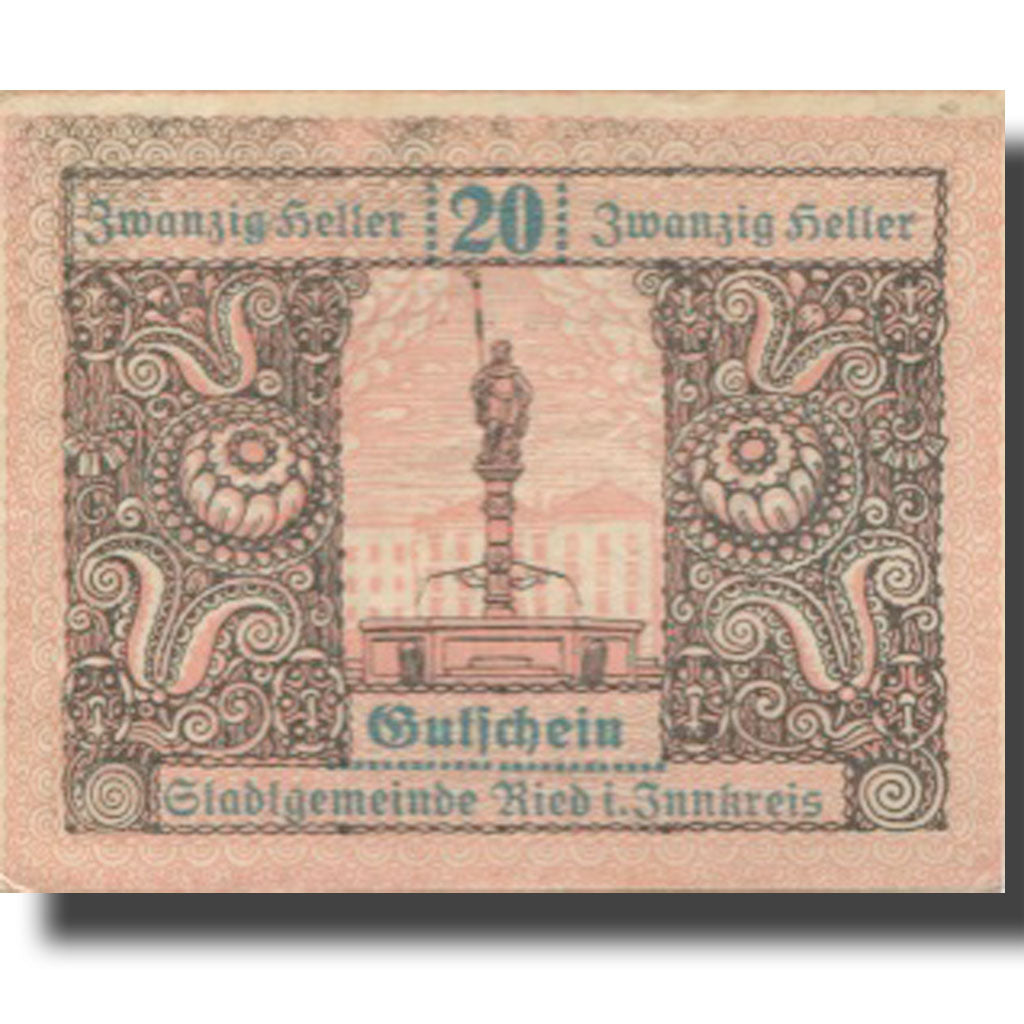 Banknote, Austria, Ried, 20 Heller, Monument 1920-12-31, UNC(63), Mehl:FS 834IIa