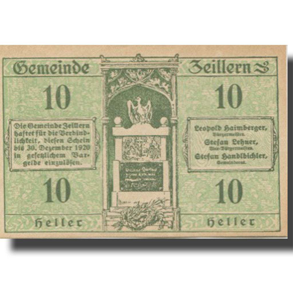 Banknote, Austria, Zeillern, 10 Heller, village, 1920 UNC(63) Mehl:FS 1263d