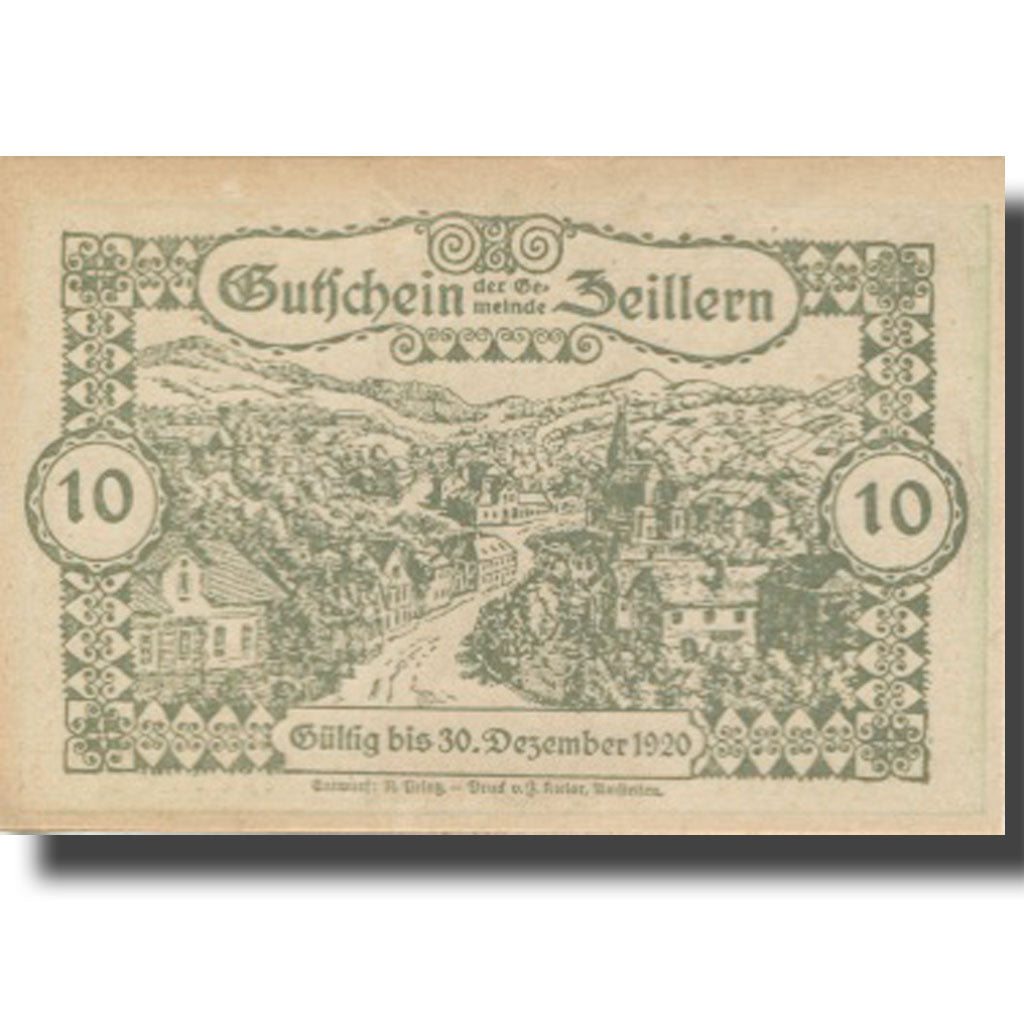 Banknote, Austria, Zeillern, 10 Heller, village, 1920 UNC(63) Mehl:FS 1263d