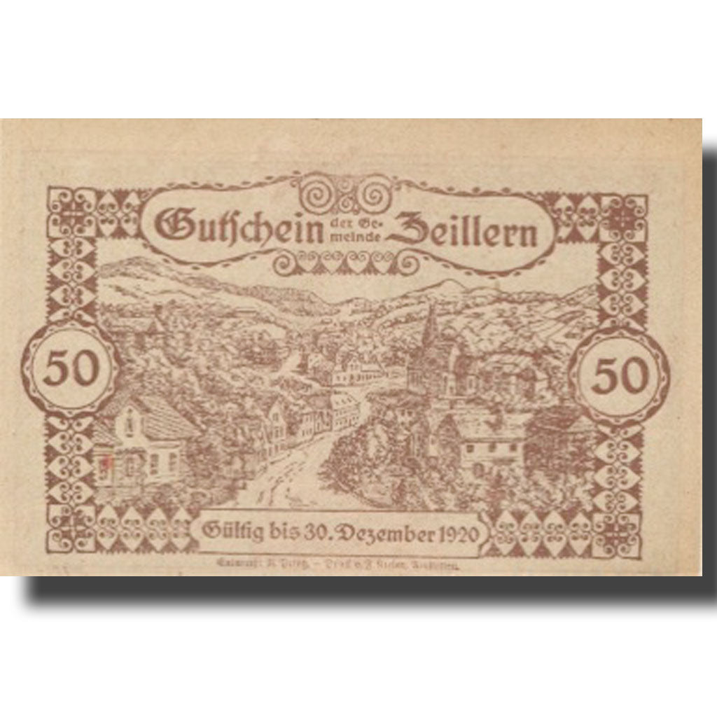 Banconote, Austria, Zeillern, 50 Heller, village 1920-12-30, SPL Mehl:FS 1263d